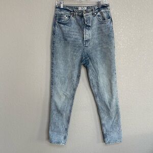 Free People x We The Free Zuri Mom Jeans Lived-In Blue Acid Wash High Rise 30